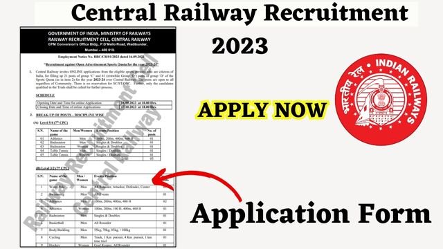 Central Railway Recruitment 2023 Notification Out for 62 Group C & D Posts