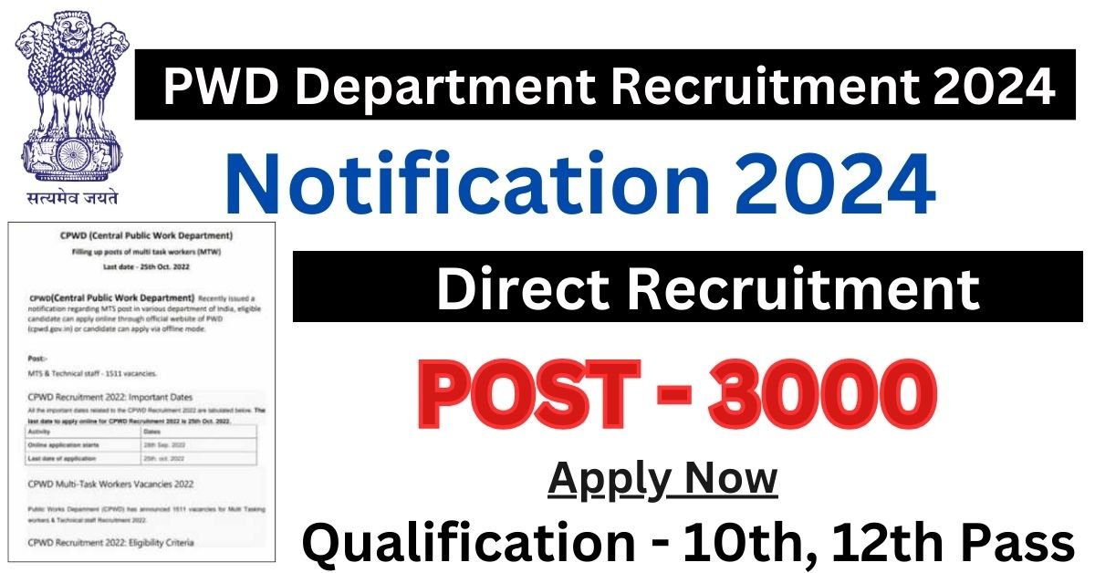 PWD Department Recruitment 2024 Apply Online For Various Posts