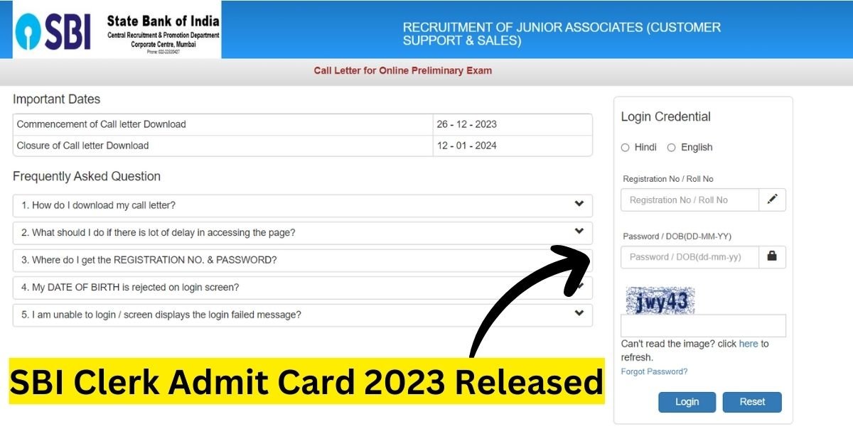 SBI Clerk Admit Card 2023 Released