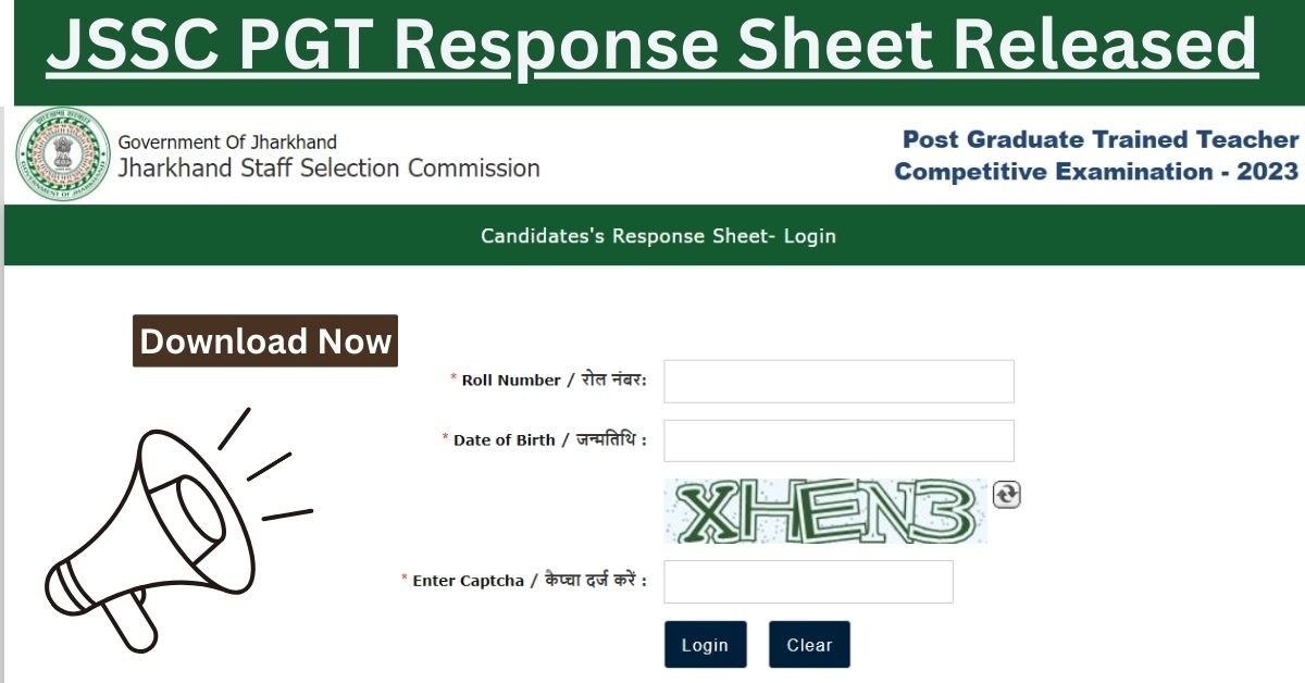 JSSC PGT Response Sheet Released