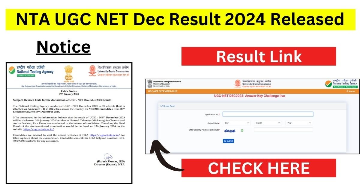 NTA UGC NET Dec Result 2024 - Result Released