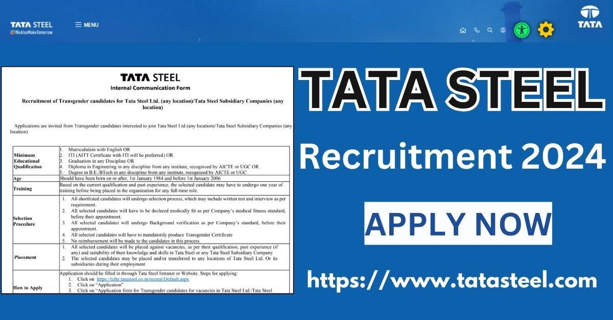 TATA Steel Recruitment 2024 Apply Online