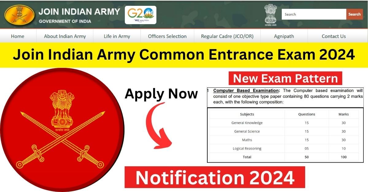 Join Indian Army Common Entrance Exam CEE Exam 2024 Apply Online