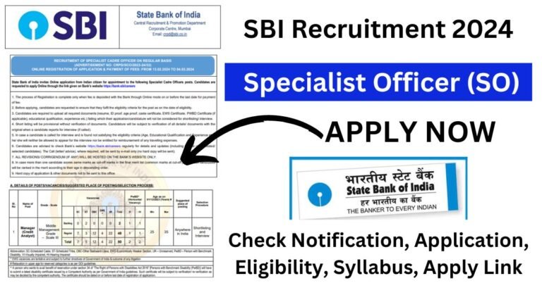 SBI Recruitment 2024 Bumper Vacancy 131 Specialist Officer Posts