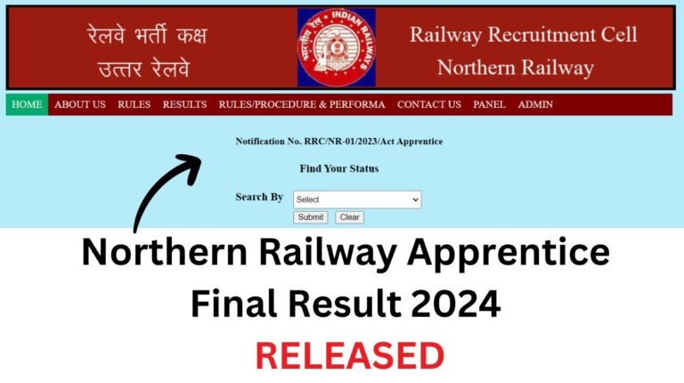 Northern Railway Apprentice Final Result 2024 Out Check Fast